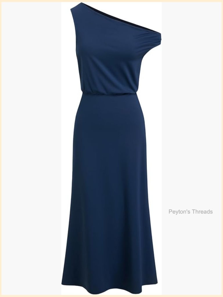 Elegant One Shoulder Midi Dress - Casual Party Wear - Sleeveless Wrap Dress